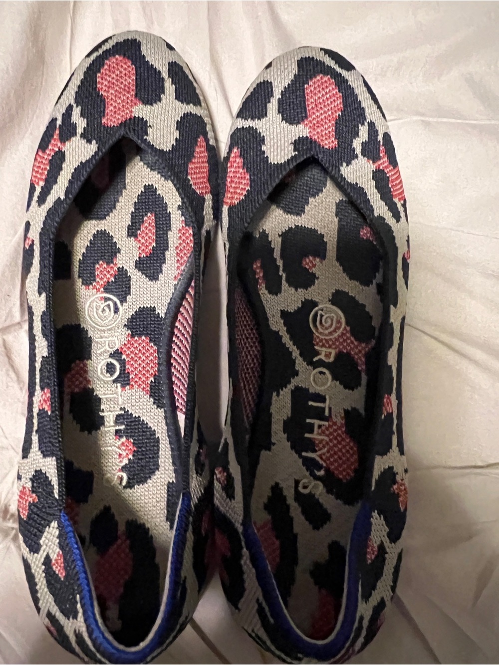 Rothy's Pink and Black Leopard Print Flats